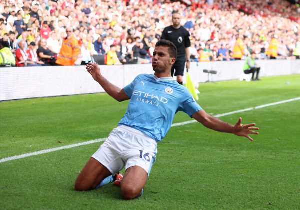 EPL PIX: Rodri fires Man City to the top of table; Cash powers Villa